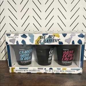 NEW The Beauty Set Co Charcoal Body Scrub Coconut Body Butter Cream Bath Gift